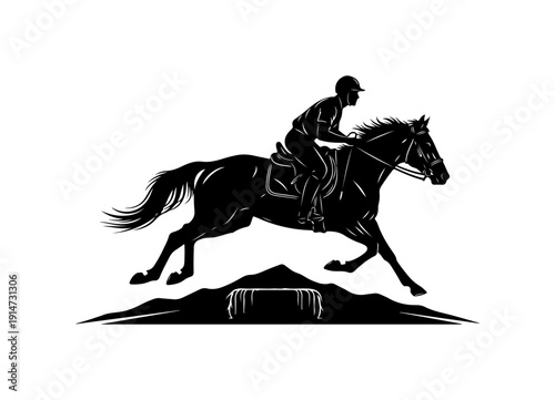 Equestrian Jumping Silhouette Vector Art
