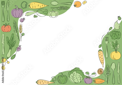 Colorful Vegetables and Fruits Illustration.
