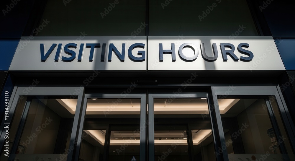 Obraz premium Entrance Sign Illustrating Visiting Hours At Hospital Or Business Establishing Rules