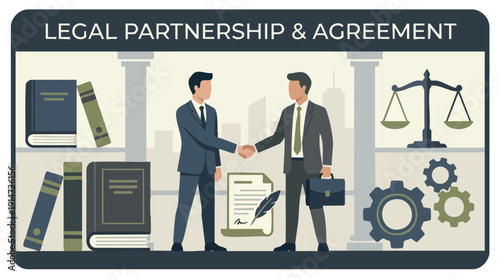 Two Businessmen Shaking Hands in Suits.