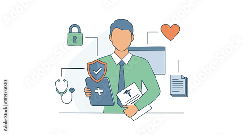 Doctor holding medical documents and clipboard.