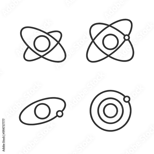 Atomic structure icons on gray background for educational and scientific use