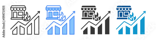 Market Trend Icon Set Multiple Style Collection