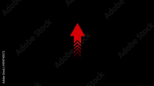 Red color up arrow icon animation on white background .red up Arrow Icon Animation with Transparent Alpha Channel - 4K ProRes.