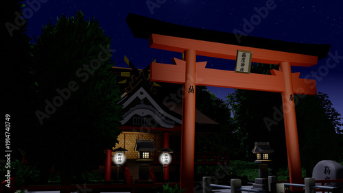 アニメーションの背景に使える『夜の神社』