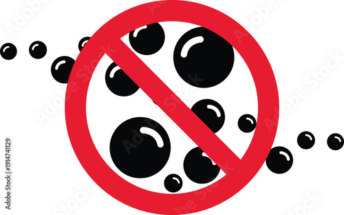 No Microbeads Icon – No Microplastic Ban Symbol, Plastic Free Cosmetic Particles Icon, Environmental Protection Vector