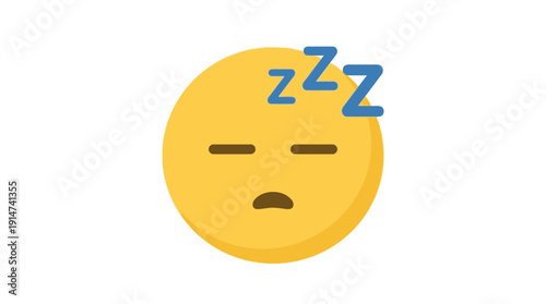 Sleeping Emoji Face Zzz Symbols Closed Eyes d flat vector isolated white background