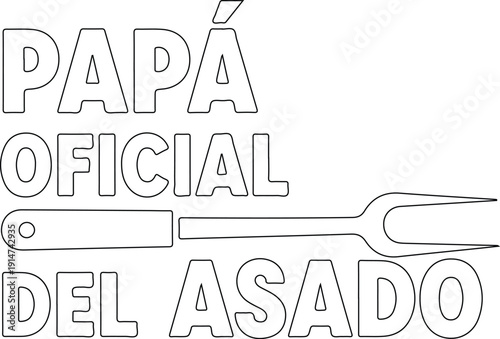 Papá oficial del asado diseño tipográfico vectorial divertido
