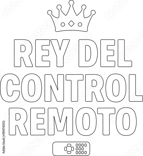Rey del control remoto frase divertida tipografía vectorial