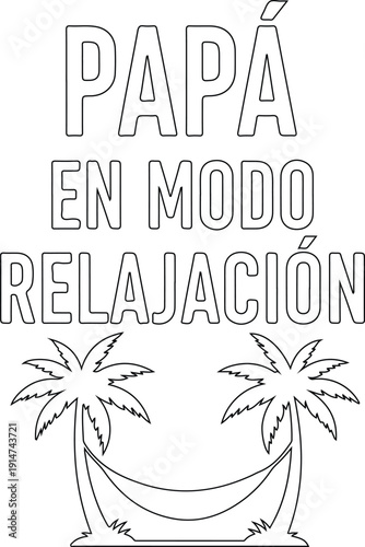 Ilustración papá en modo relajación estilo playa con palmeras vectorial