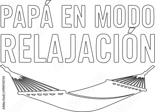 Ilustración vectorial papá en modo relajación con hamaca minimalista