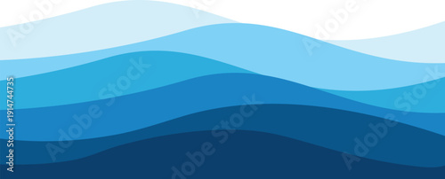 A serene landscape of layered blue hills under a white sky