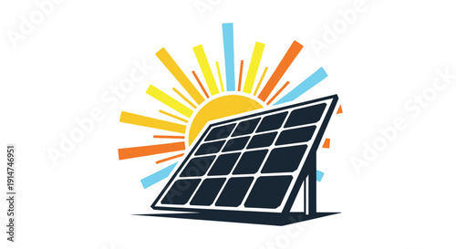 Solar panel absorbing sunlight a clean energy illustration
