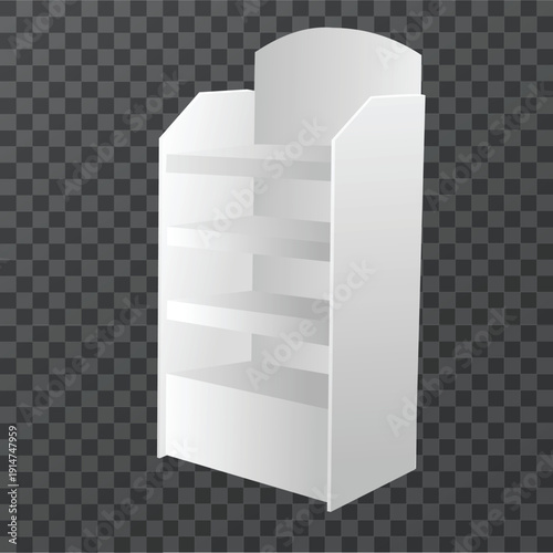 White Cardboard Floor Display Rack for POS POI Supermarket Blank display stand on White Background Isolated