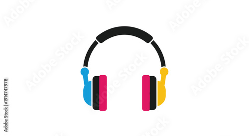 Colorful headphones icon on a white background modern design