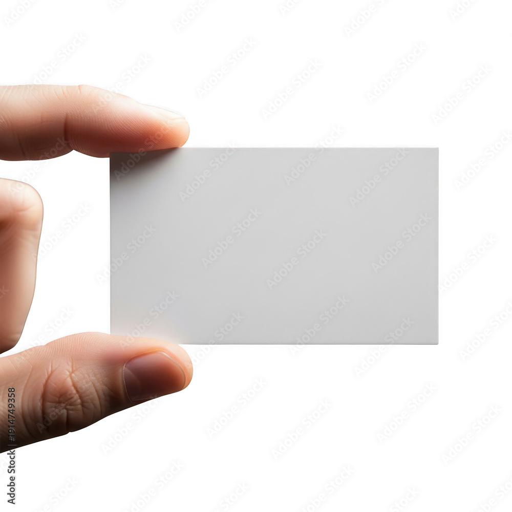 Obraz premium Blank business card held by a hand isolated on transparent background