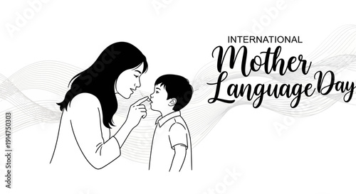 A mother and child celebrate International Mother Language Day with a tender moment, highlighting linguistic diversity and cultural heritage.