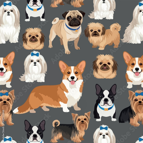 Cute Dog Vector Set: Puppies, Small Breeds, Cartoon Pet Characters and Playful Animal Illustrations
