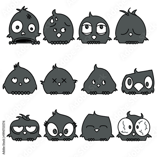 Hand drawn owl and bird