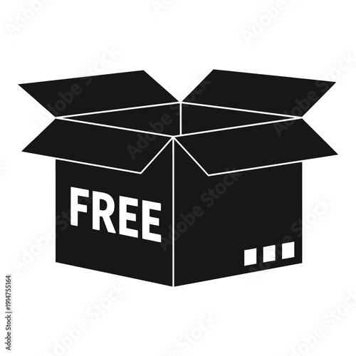 Free gift cardboard box icon with open lid isolated on white background icon