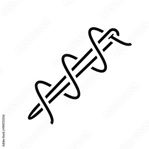 🧵 Minimalist Sewing Needle with Looped Thread Icon