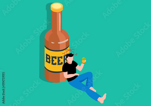Drunkard Man Vector Image  
