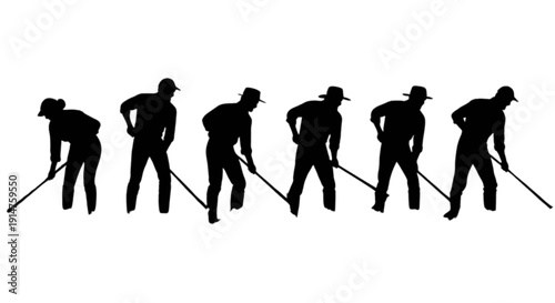 Silhouettes of hockey players in action, showcasing different stages of a swing