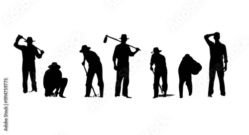 Silhouettes of people engaged in various outdoor activities