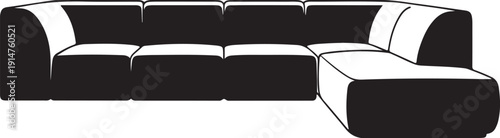 Black and white sectional sofa with cushions furniture