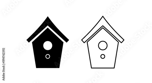 Two different birdhouse designs, simple and modern, minimalist black and white Vector