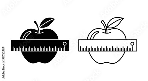 Apple size comparison chart, healthy eating, nutrition guide, food illustration Vector