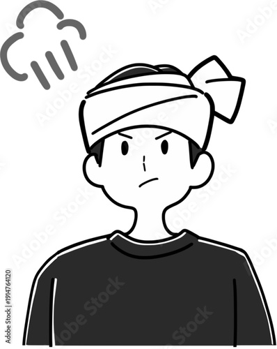 怒る居酒屋男性店員のイラスト