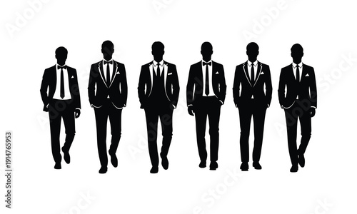 Men in formal suits and ties, business attire group, professional dress
