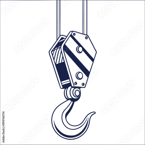 Crane Hook Hanging Monoline Symbol for Lifting and Industry