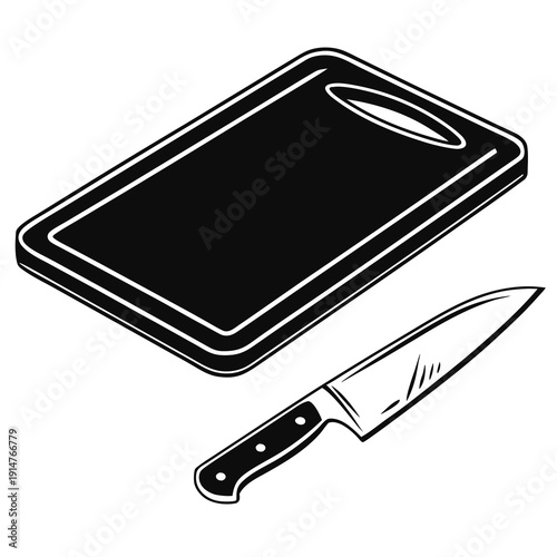 Simple Black Shape of a Cutting Board for Kitchens