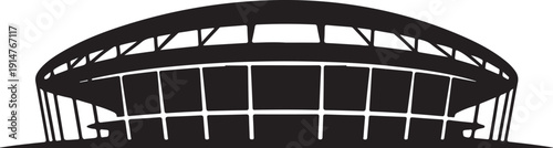 Black and white stadium with structural details structure
