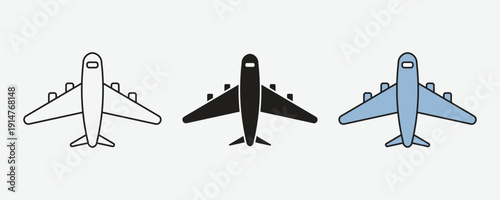 Airplane Icon Vector Set Editable Aircraft Travel Symbol Collection Isolated On White Background