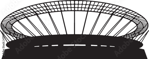 Black and white wireframe stadium structure