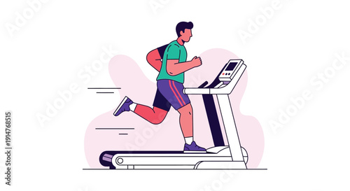 Vector illustration of a man running on a treadmill