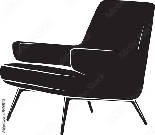 Black leather armchair with sleek legs furniture
