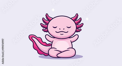 Cute Axolotl Meditating in Lotus Pose.