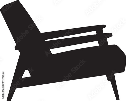 Black Silhouette of a Lawn Chair with Adjustable Backrest