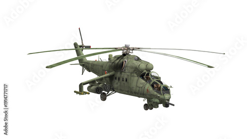 Photos Mil Mi-24, helicopter - transparent background, 3d render