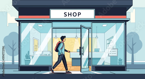 storefront, shop entrance, retail business, modern store