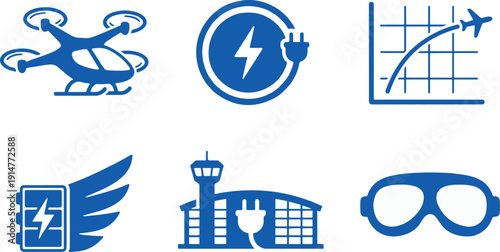 Electric Aviation and Future Mobility Icons