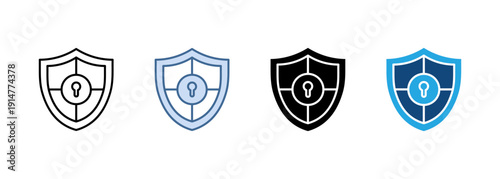 Multi Style Icon Set Security shield Collection