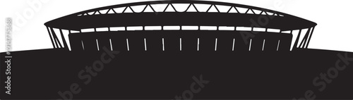 Black stadium silhouette with structural details white