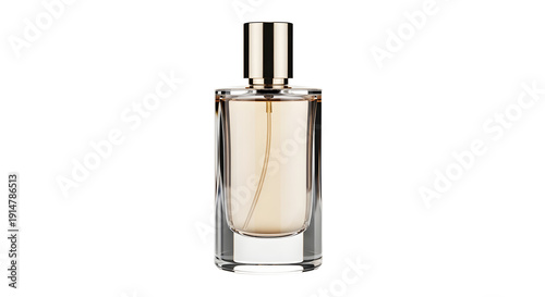 Elegant luxury perfume bottle isolated on pure  white background, studio product photography