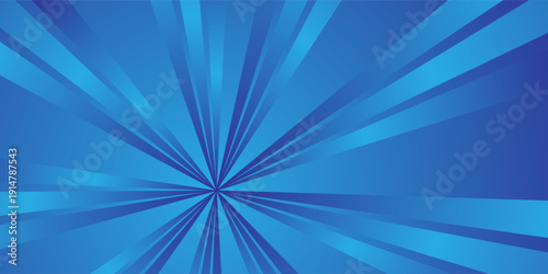 Abstract Blue Radial Burst Background with Dynamic Light Rays Modern Geometric Template