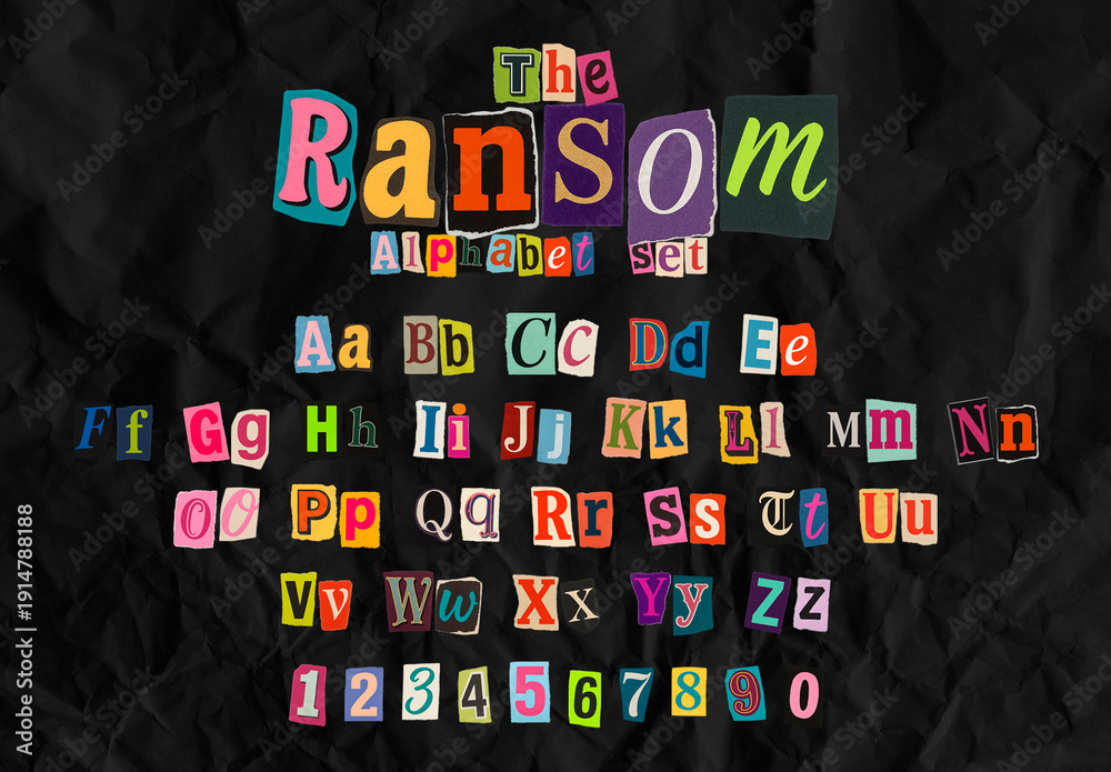 Colorful Ransom Font Colorful Ransom Style Alphabet Font Set Stock Template | Adobe Stock